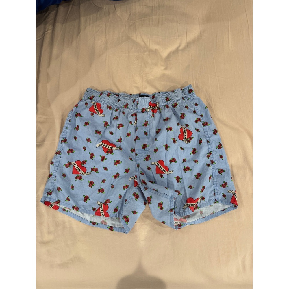 Rock & Roll Hall of Fame Boxer‎ Shorts Roses Hearts Print Cotton S